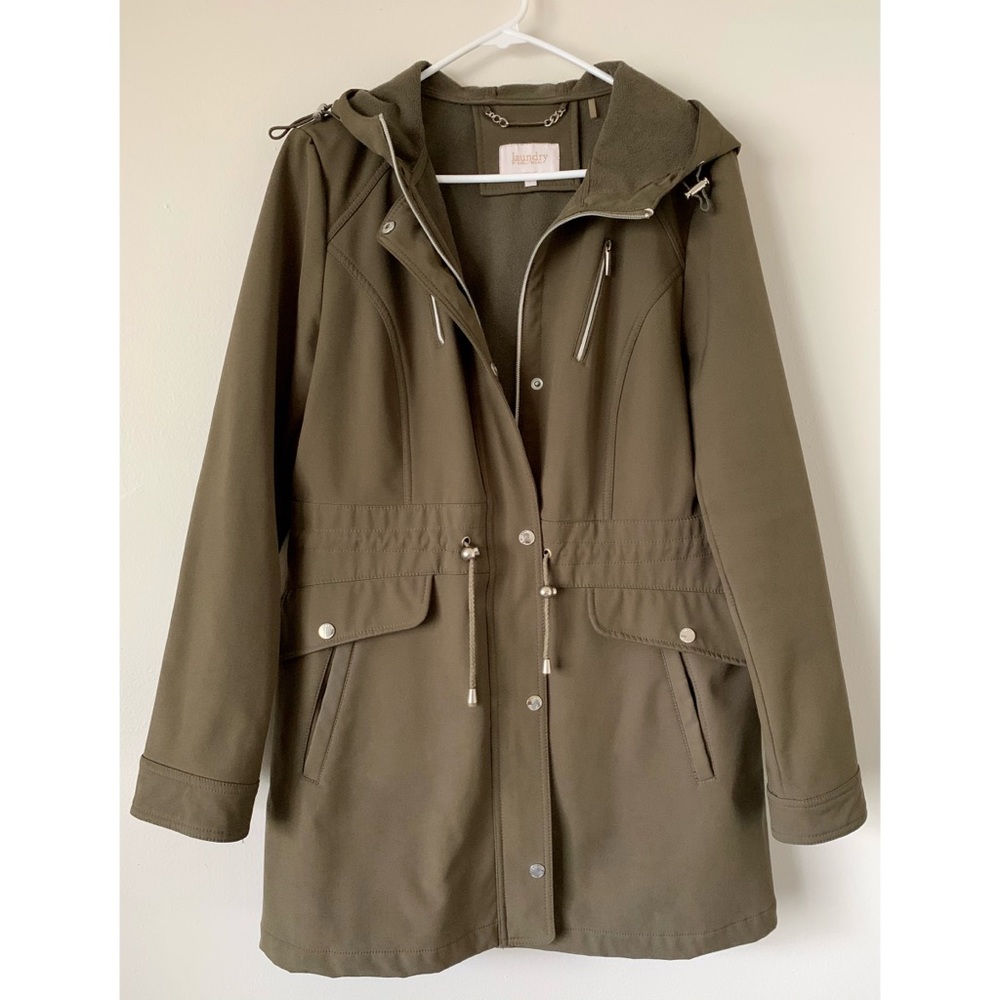 Chinese Laundry Olive Green Hooded Coat - Large